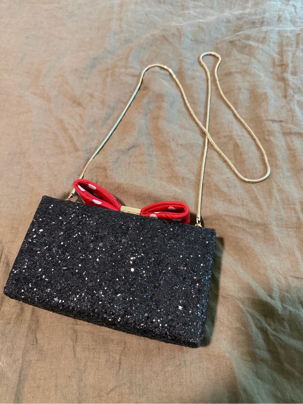 Kate spade glitter black Minnie metal purse
